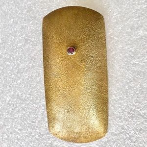 Gold sterling artisan pendant/brooch w tourmaline.